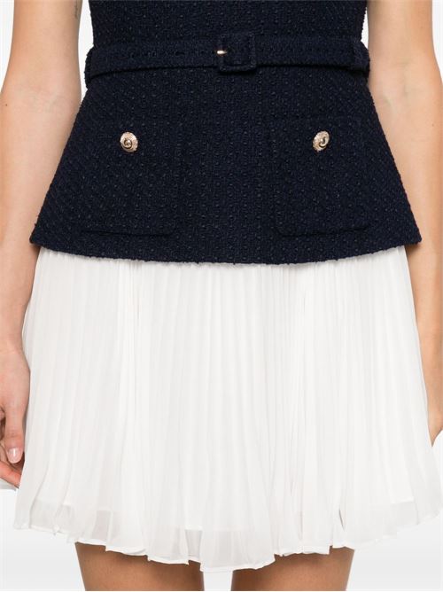 Mini abito bouclé e chiffon SELF PORTRAIT | PF25034SABLUE